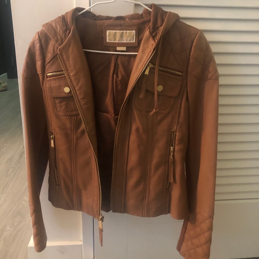 Michael Kors Brown Leather Jacket